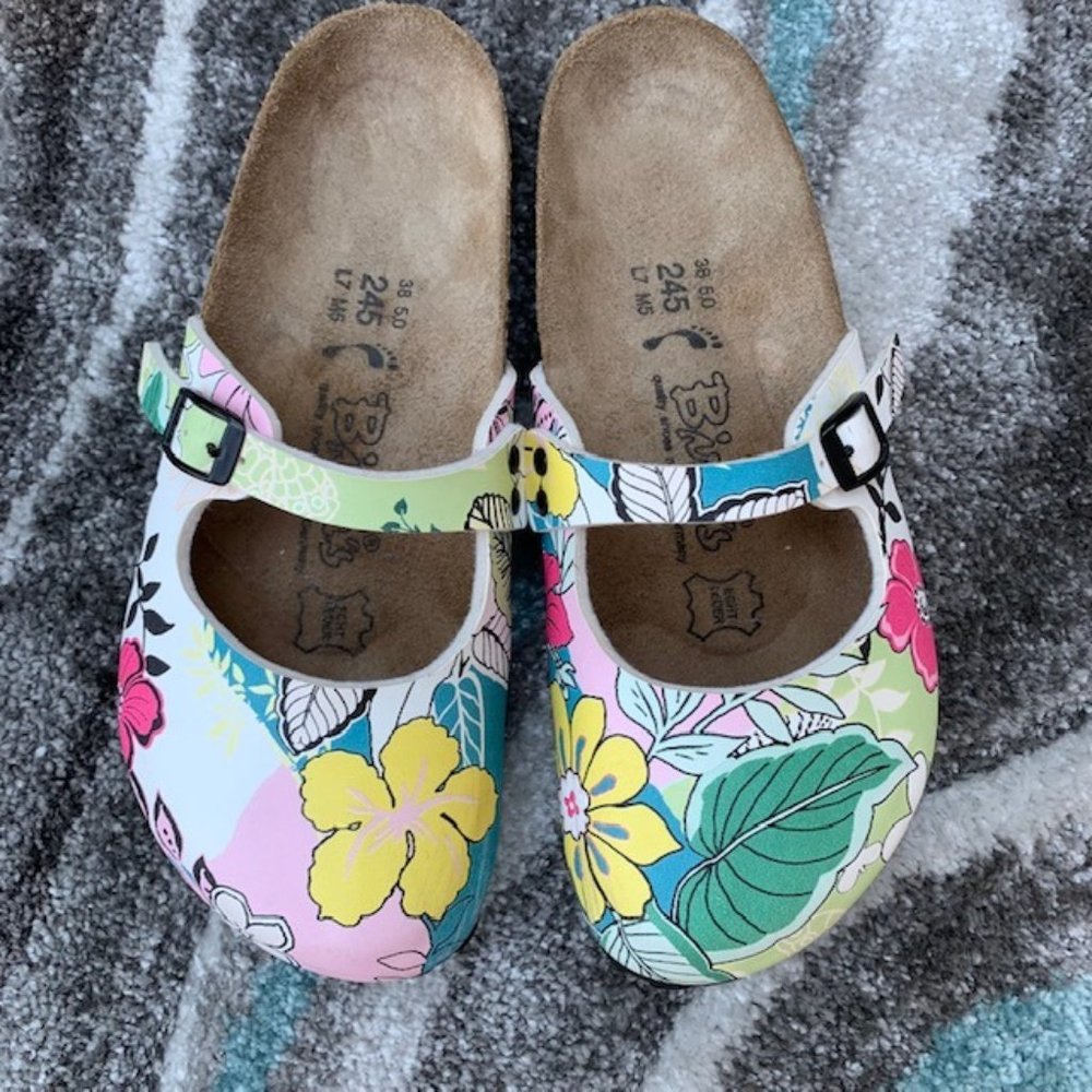 Birki's Floral Print Mule Clogs